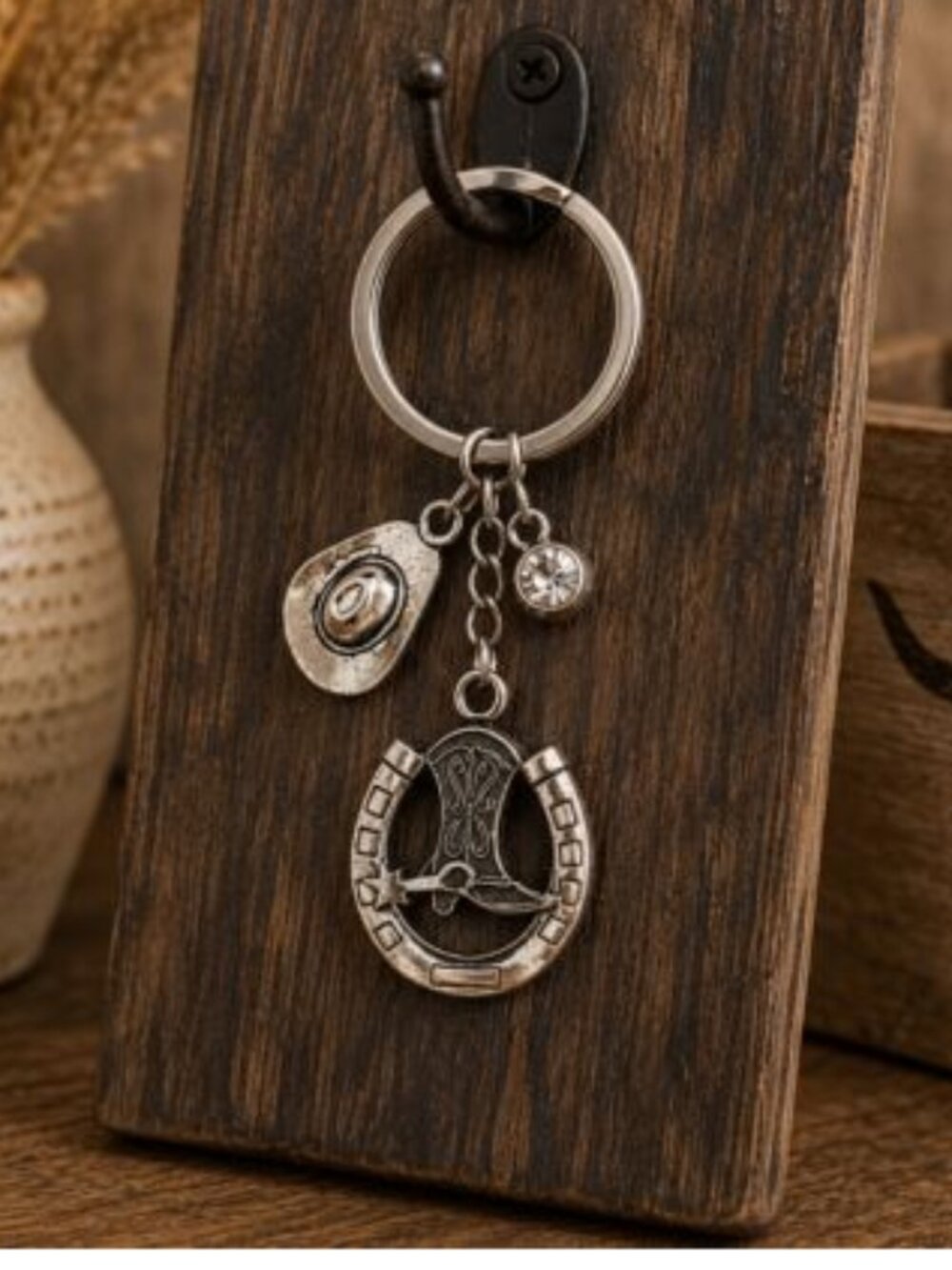 Wilderland Western Horseshoe Cowboy Boot Hat Charm Keychain NWT